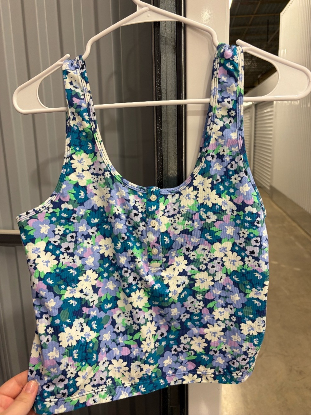 Cropped Floral Tank Top, Size Medium